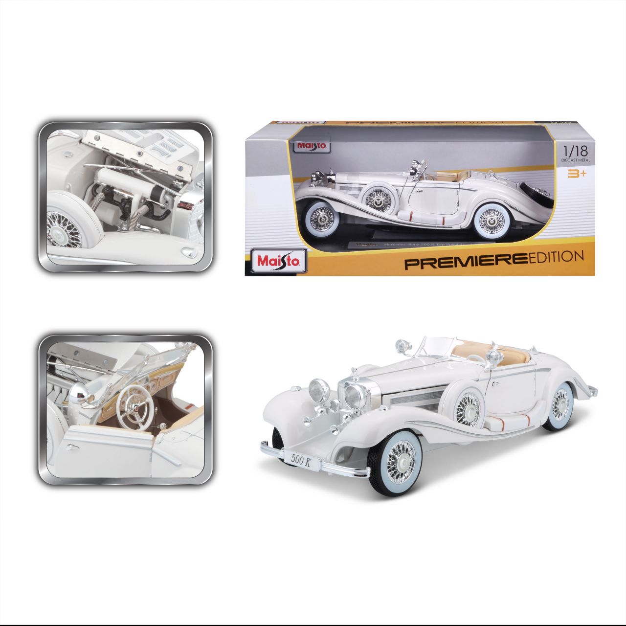 Mercedes Benz 500K Maharadscha 1936 1/18 weiss - RCXX - RC Racing Shop | RC Models | Tuning & Spare Parts for Professionals