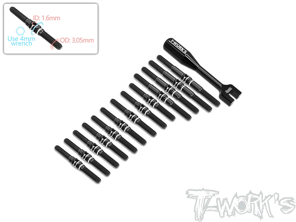 T-Works TBB-A800R 64 Titanium Black Coating Turnbuckle Set for Awesomatix A800R - RCXX - rc racing for professionals