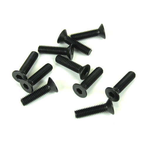 Tekno M4x15mm Flat Head Screws (black, 10pcs) - TKR1346
