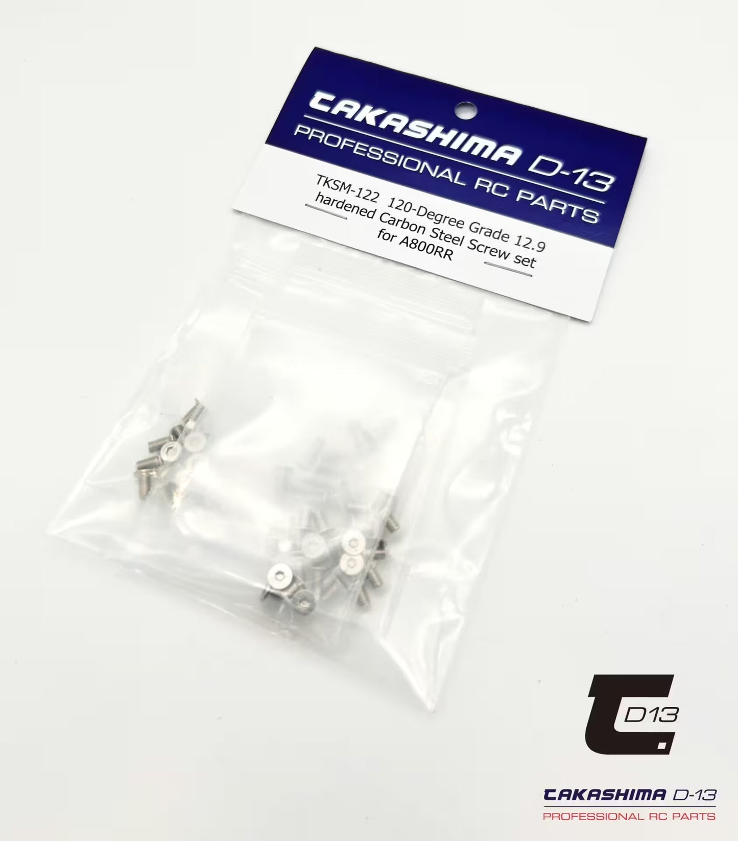 Kit de vis en acier 120° « trempé au carbone » – Kit complet pour châssis en acier de voiture de tourisme à l'échelle 1/10