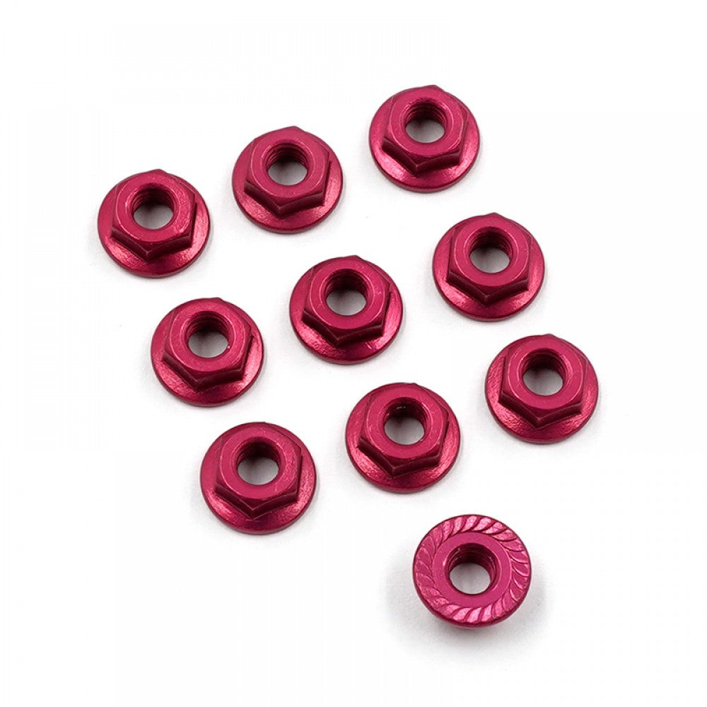 4mm Aluminum Serrated Lock Nut 10pcs (RD)