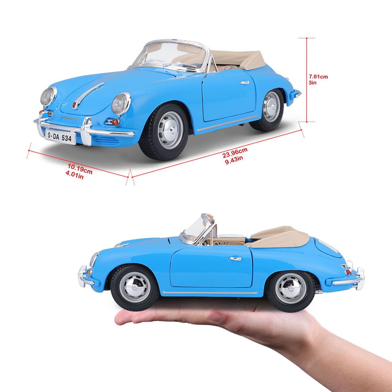 Porsche 356B Cabriolet 1961 1/18 blau - RCXX - RC Racing Shop | RC Models | Tuning & Spare Parts for Professionals
