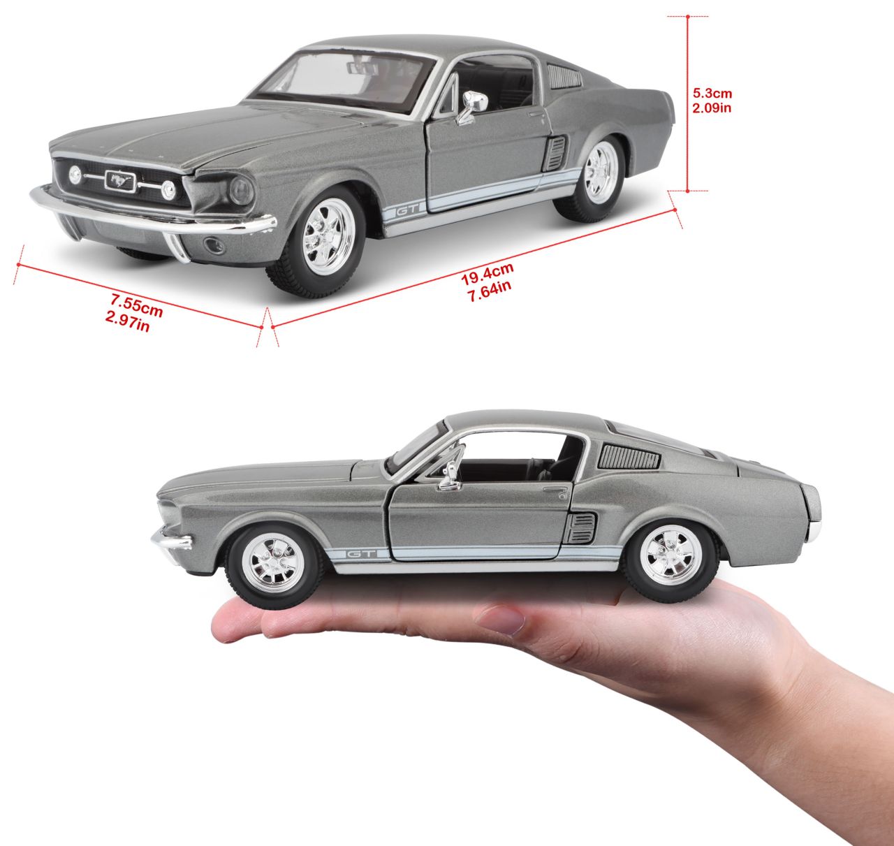 Ford Mustang GT 1967 grau 1/24 - RCXX - RC Racing Shop | RC Models | Tuning & Spare Parts for Professionals