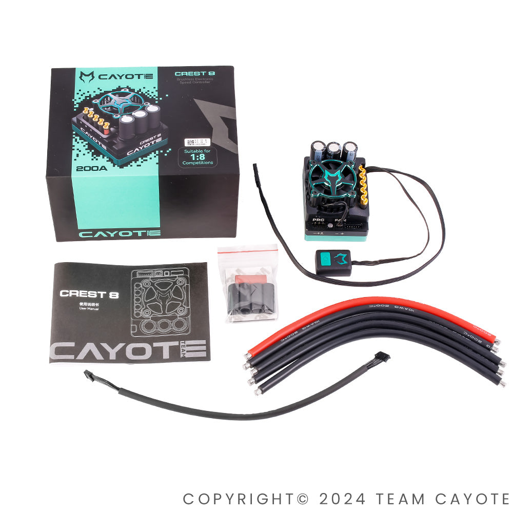 Cayote Racing CREST 8 Fahrtenregler ESC 1:8 200A - CA-CREST-8 - RCXX - RC Racing Shop | RC Models | Tuning & Spare Parts for Professionals