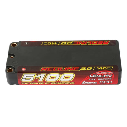 Batterie GensAce Redline 2.0 Mid Size 2S HV 7,6 V - 140 C - 5100 mAh 113 x 47 x 19 mm 191 g