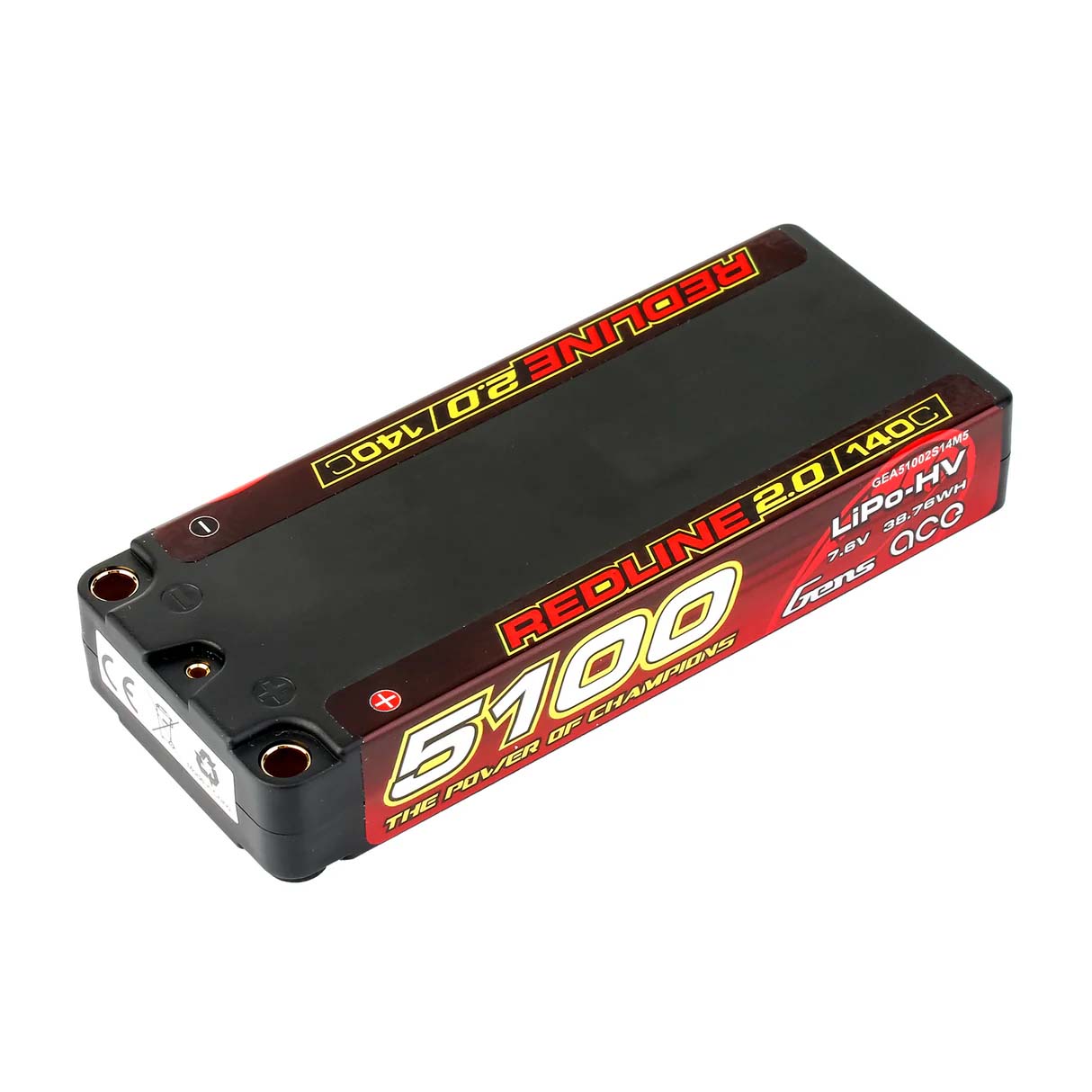 Batterie GensAce Redline 2.0 Mid Size 2S HV 7,6 V - 140 C - 5100 mAh 113 x 47 x 19 mm 191 g