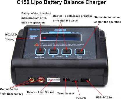 HTRC Ladegerät C150 150W (10A) - HTRC-C150 - RCXX - RC Racing Shop | RC Models | Tuning & Spare Parts for Professionals