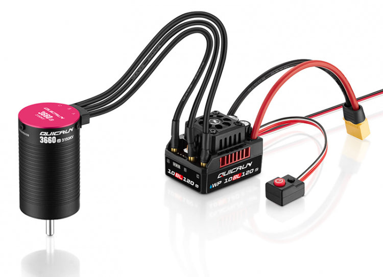 Hobbywing QuicRun Brushless WP 10BL120 G2 ESC & 3660SL G2 3150KV Motor Combo - HW38030210 - RCXX - RC Racing Shop | RC Models | Tuning & Spare Parts for Professionals
