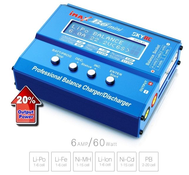 SkyRC B6 Mini Charger 60W 6A 1-6S 12VDC - SK-100084-02 - RCXX - RC Racing Shop | RC Models | Tuning & Spare Parts for Professionals