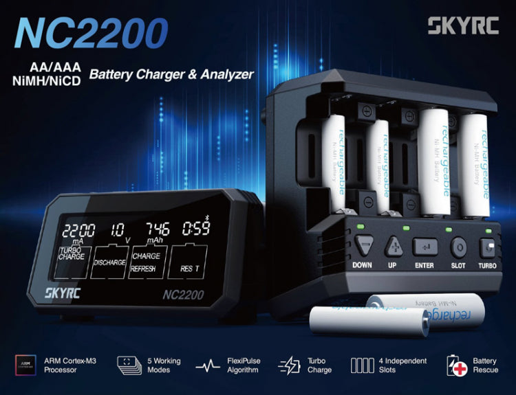 SkyRC NC2200 Charger NiMH AA/AAA 0.2-2.2A 240AC - SK-100181 - RCXX - RC Racing Shop | RC Models | Tuning & Spare Parts for Professionals