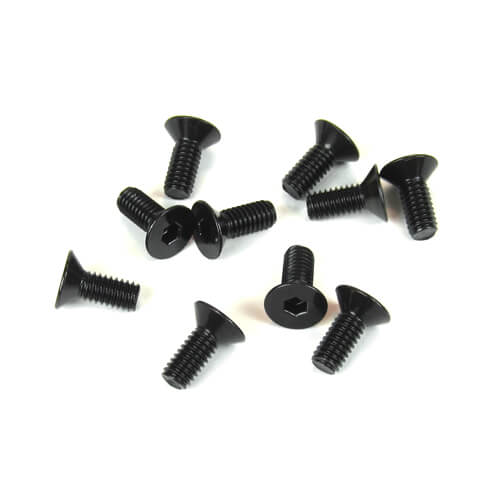 Tekno M4x10mm Flat Head Screws (black, 10pcs) - TKR1343