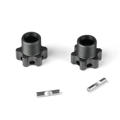Tekno Wheel Hubs (+3mm, lightened, gun metal ano, w/pins, 2pcs) - TKR5071D