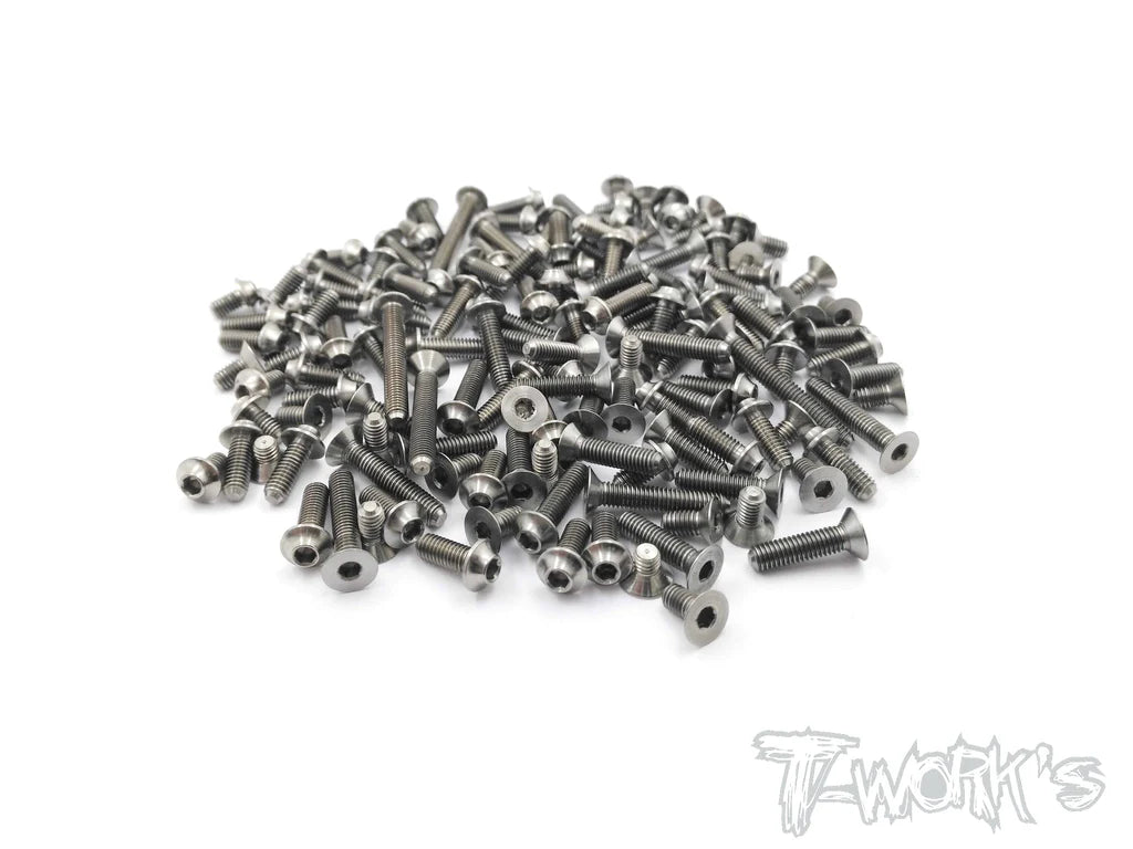 T-Works TSSU-S12-2 64 Titanium Screw set (UFO Head) for SWORKZ S12-2 - 117pcs. - RCXX - rc racing for professionals