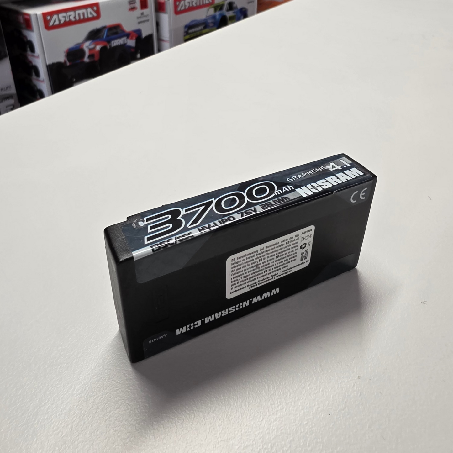 PRE OWNED Nosram Graphene-4.1 3700mAh 7.6V 135C/65C HV Hyper LCG Stock Spec Shorty LiPo Akku - 155g - 999743